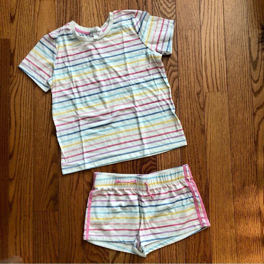 P.J. Salvage Short Sleeve Stripe Pajama Set Multi Color Girls' Size L (12-14)
